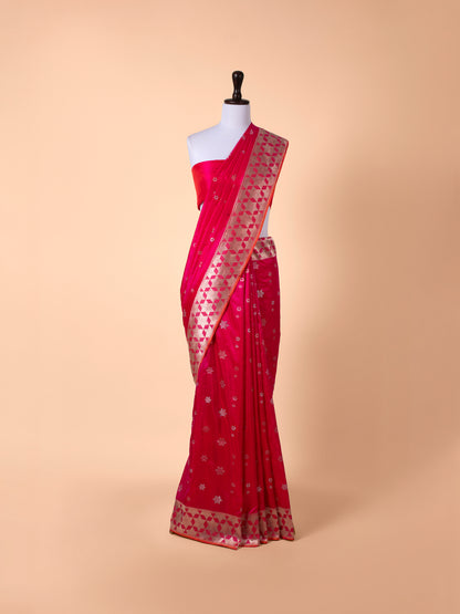 Handwoven Rani Pink Silk Saree