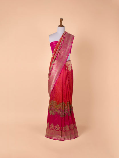 Handwoven Rani Pink Silk Saree