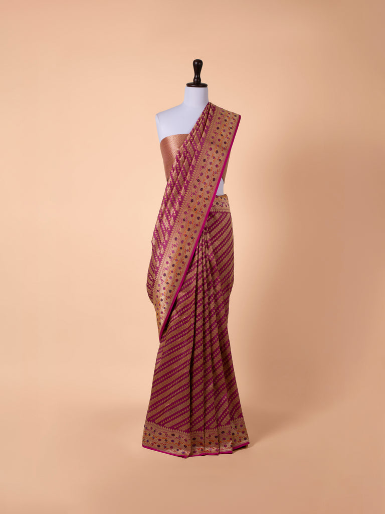 Handwoven Maroon Silk Saree