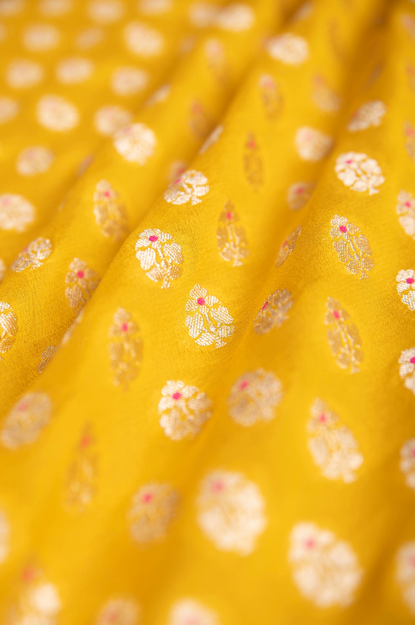 Handwoven Yellow Georgette Fabric