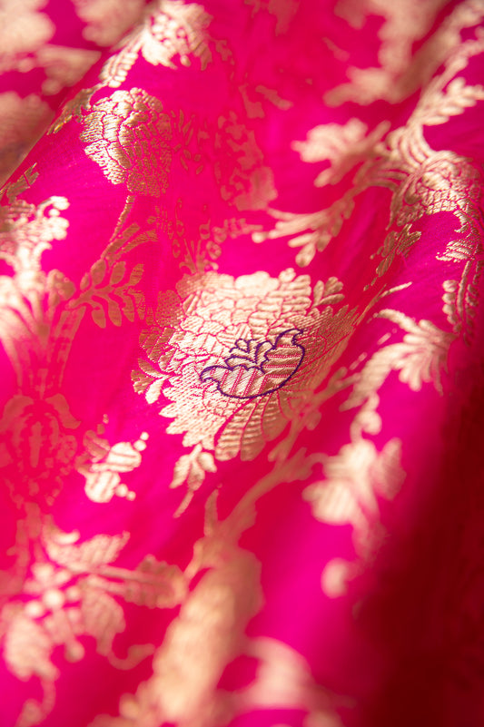 Handwoven Pink Silk Fabric