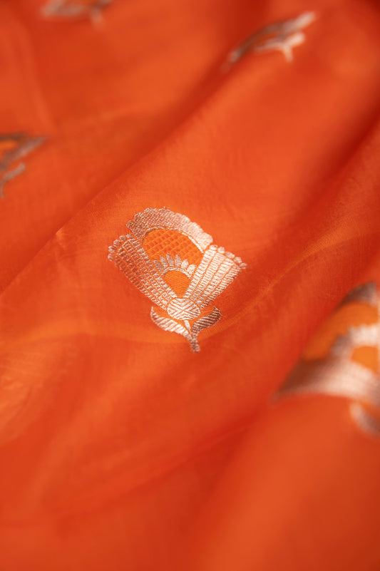 Handwoven Orange Organza Fabric