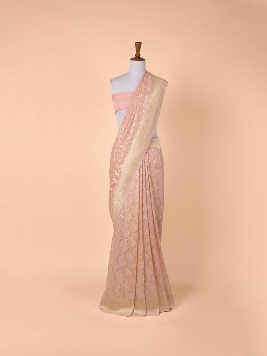 Handwoven Peach Georgette Saree