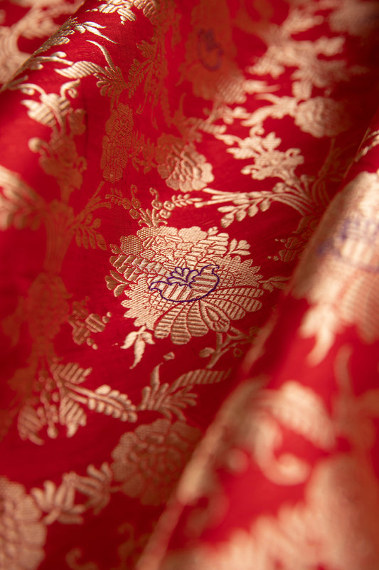 Handwoven Red Silk Fabric