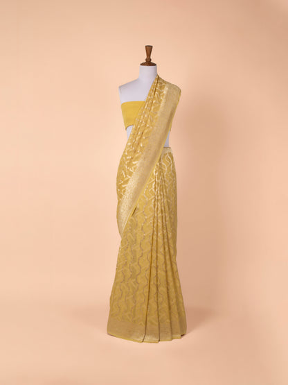 Handwoven Yellow Georgette Saree