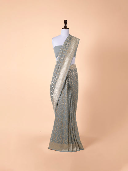 Handwoven Grey Georgette Saree