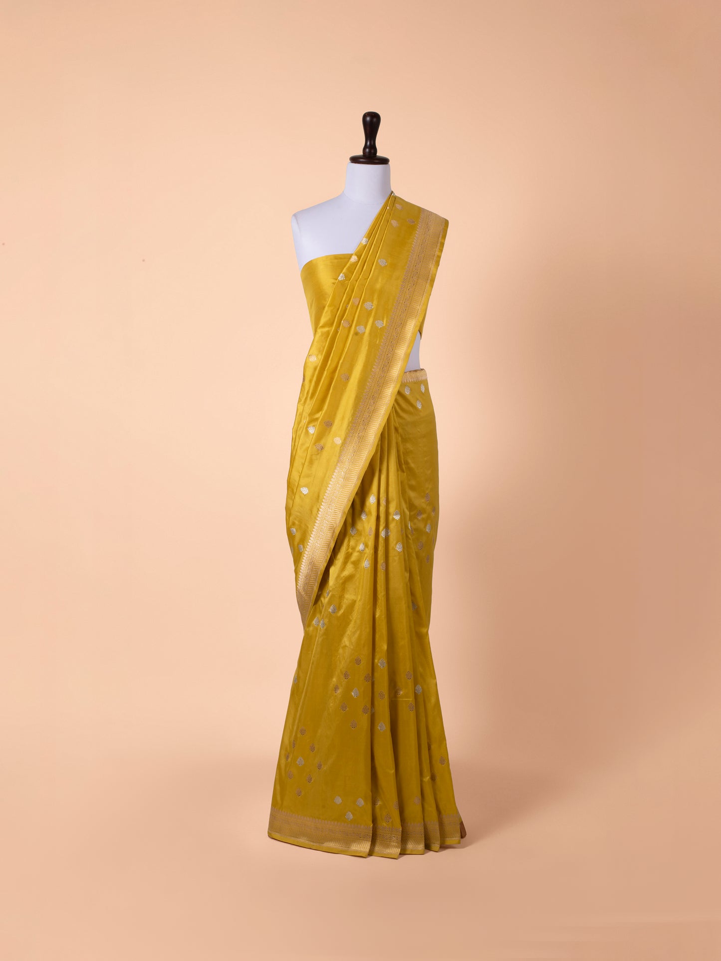 Handwoven Mustard Satin Silk Saree