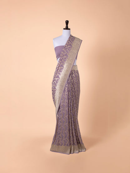 Handwoven Purple Georgette Saree