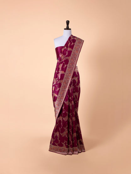 Handwoven Garnet Silk Saree