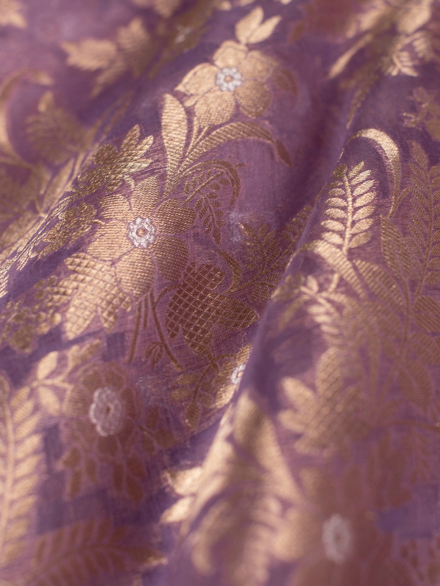 Handwoven Mauve Organza Fabric