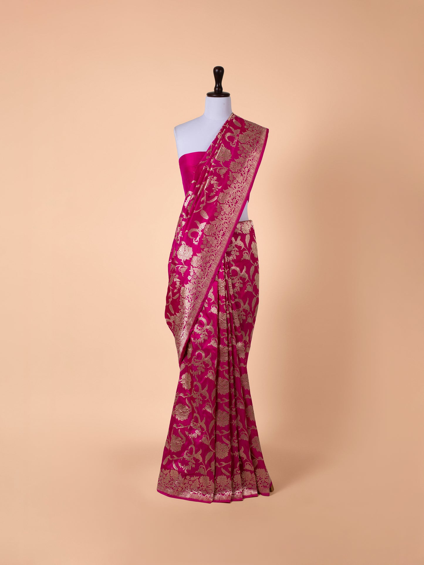 Handwoven Rani Pink Silk Saree