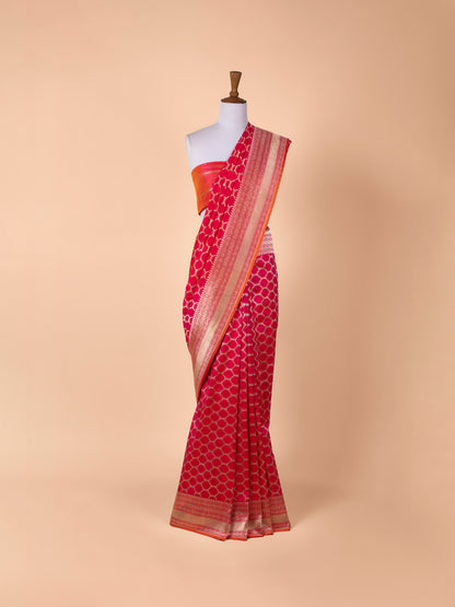 Handwoven Rani Pink Silk Saree