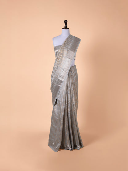 Handwoven Grey Silk Saree