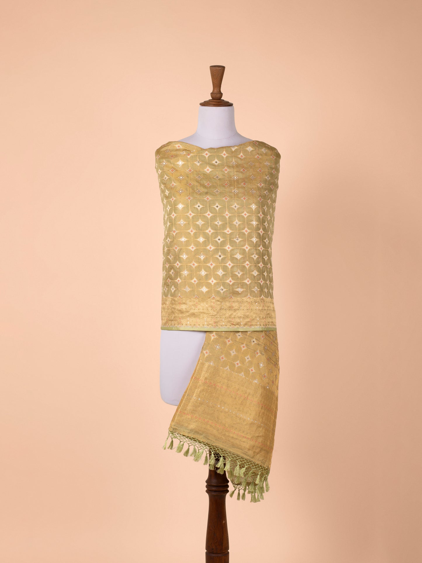 Handwoven Yellow Tissue Dupatta