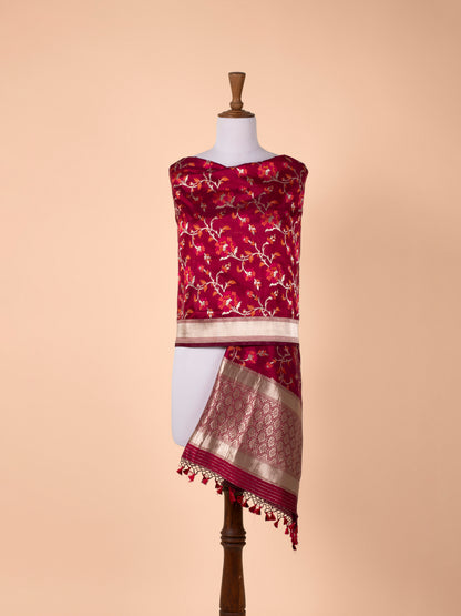 Handwoven Garnet Silk Dupatta