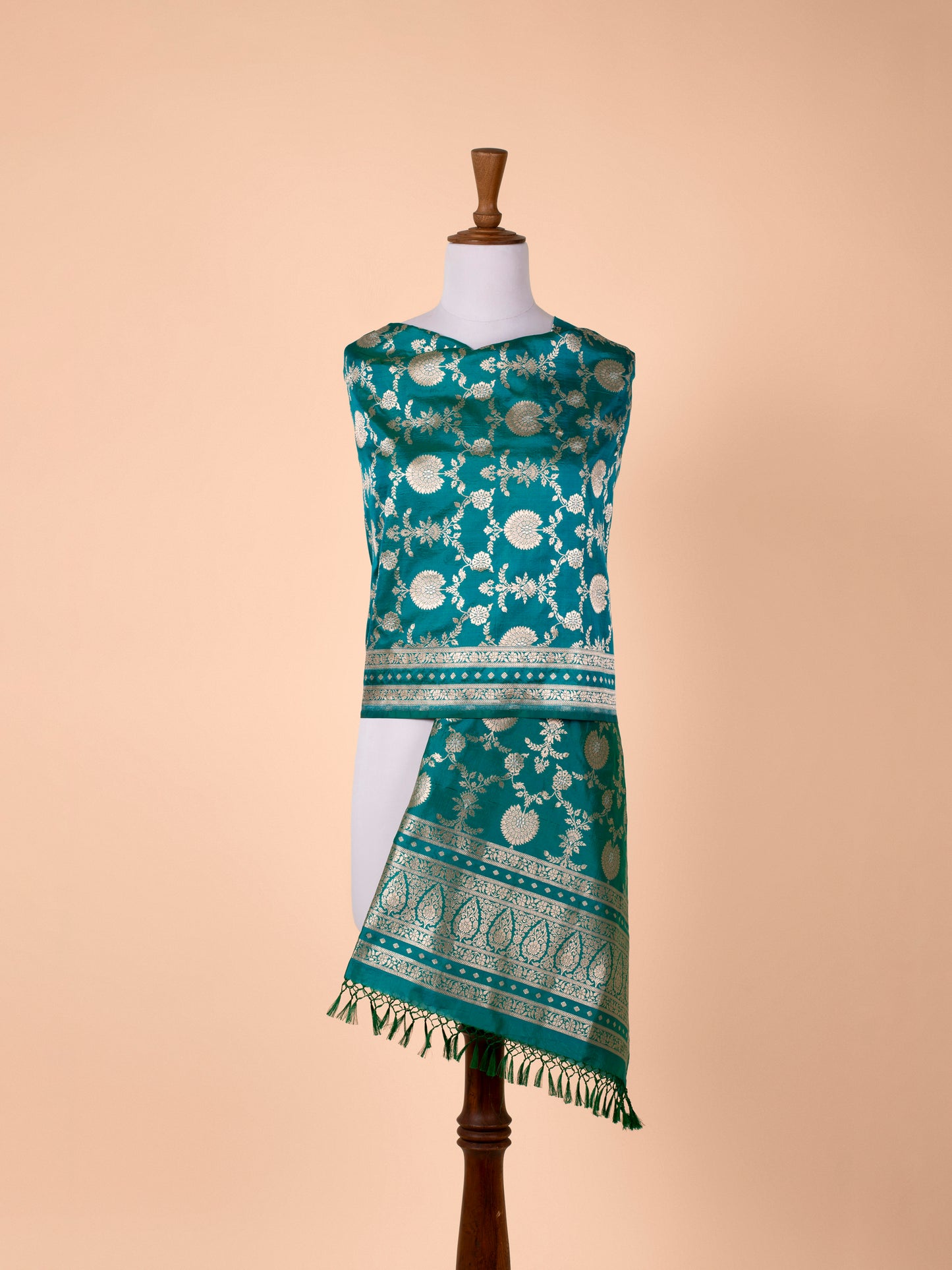 Handwoven Sea Green Silk Dupatta