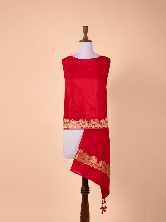 Handwoven Red Silk Dupatta