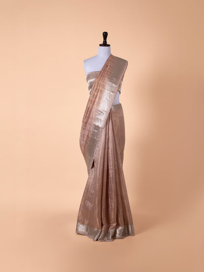 Handwoven Peach Silk Saree