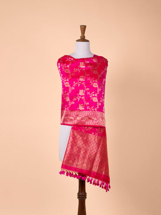 Handwoven Rani Pink Silk Dupatta