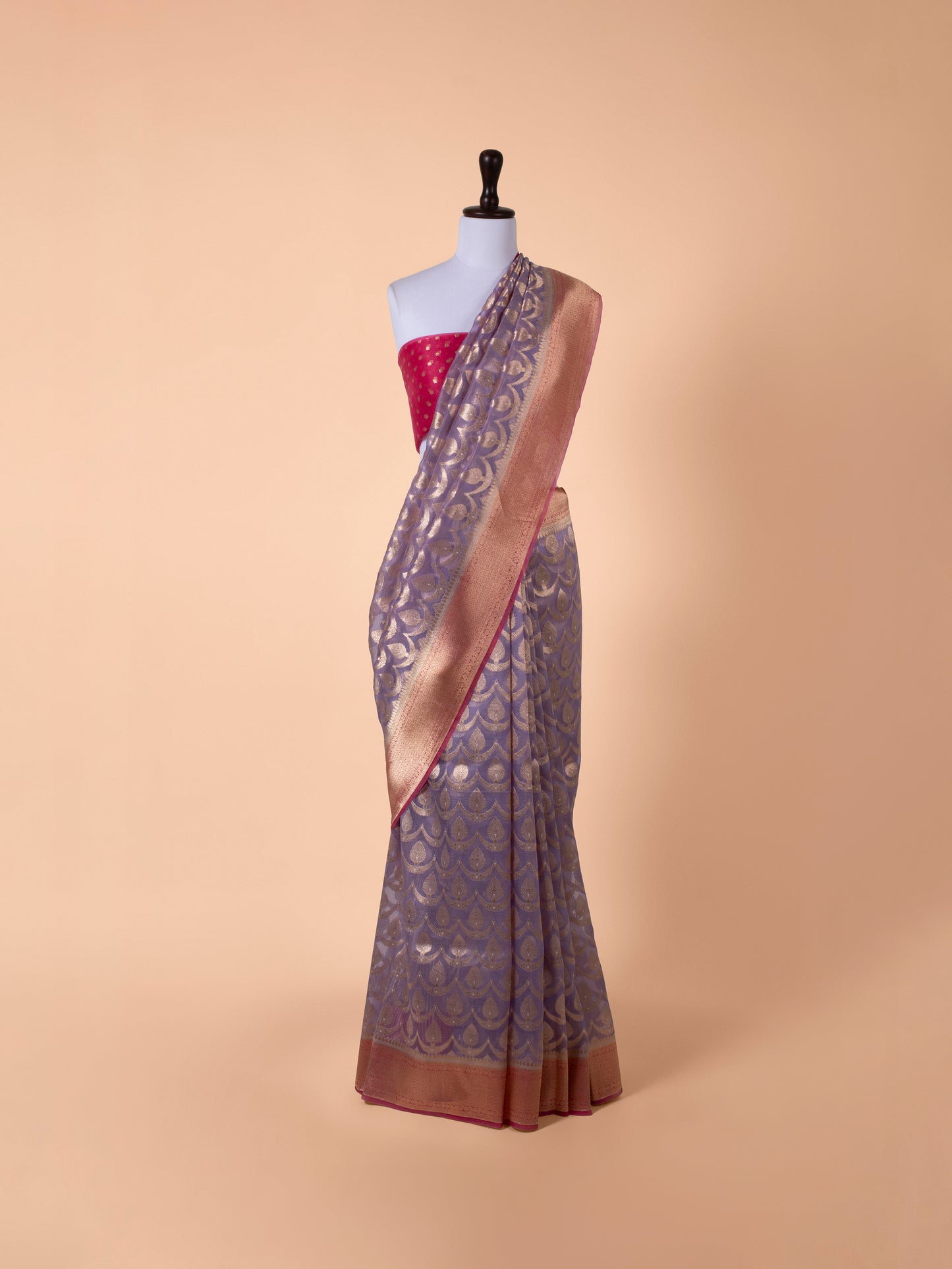 Handwoven Mauve Organza Saree