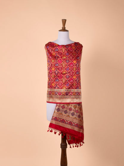 Handwoven Red Silk Dupatta