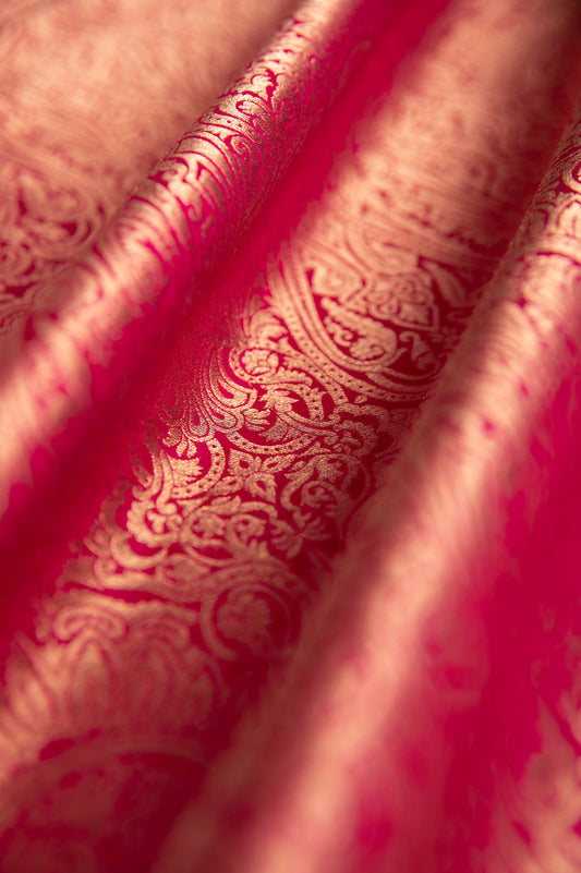 Handwoven Pink Silk Fabric