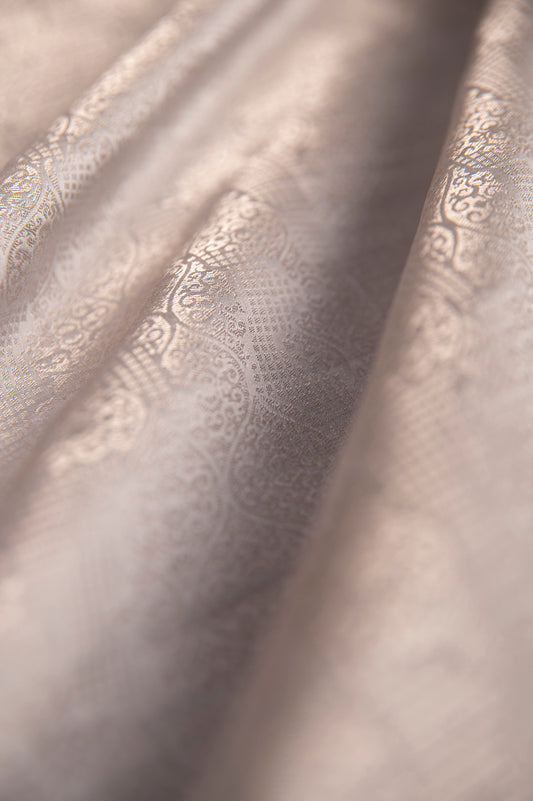 Handwoven Grey Satin Silk Fabric