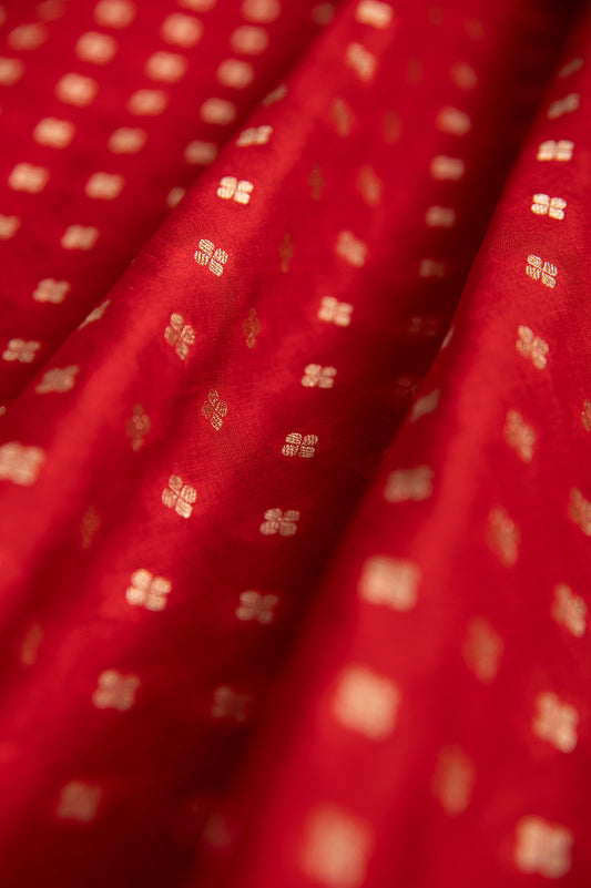 Handwoven Red Silk Fabric