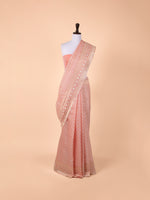 Handwoven Peach Cotton Saree