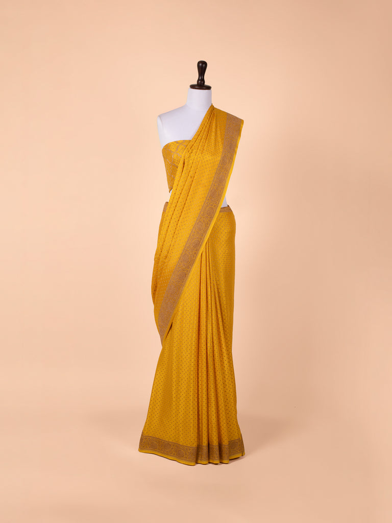 Handwoven Mustard Georgette Saree