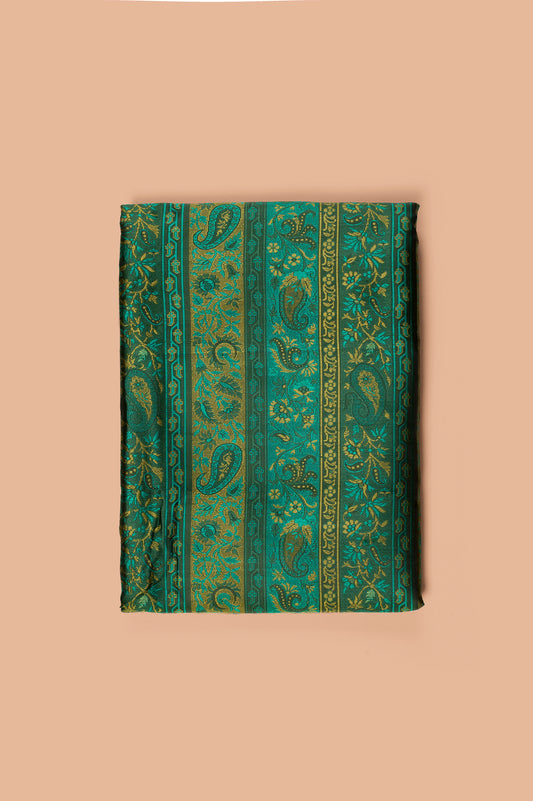 Handwoven Green Satin Silk Fabric