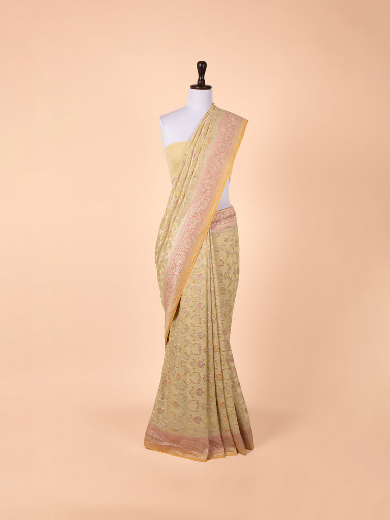 Handwoven Yellow Georgette Saree