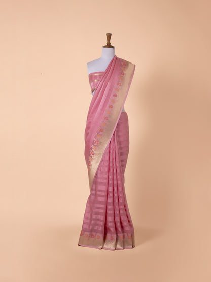 Handwoven Pink Silk Saree