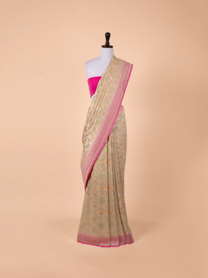 Handwoven Beige Georgette Saree