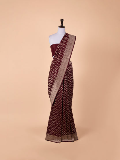 Handwoven Garnet Silk Saree