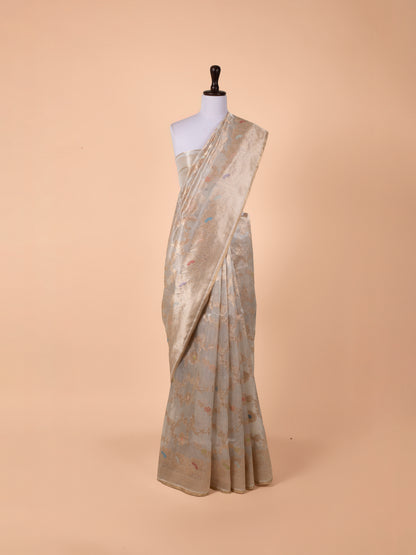 Handwoven Off- White Cotton Saree