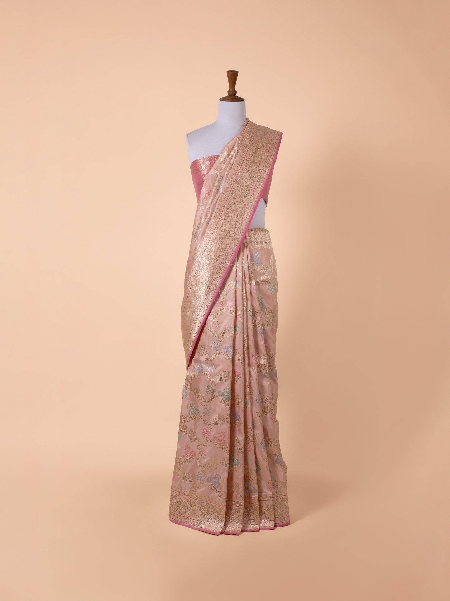 Handwoven Peach Silk Saree