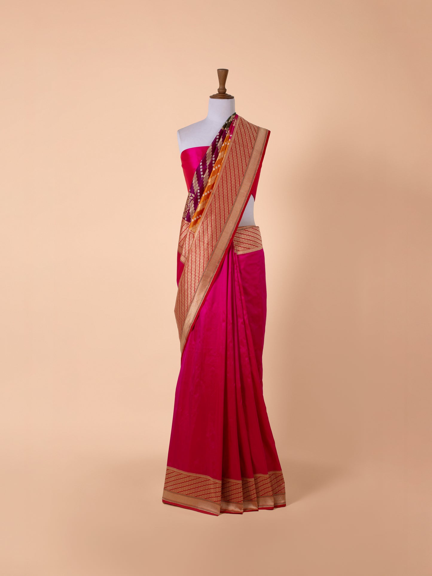 Handwoven Rani Pink Silk Saree