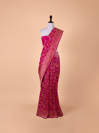 Handwoven Rani Pink Silk Saree