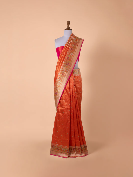 Handwoven Orange Silk Saree