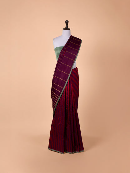 Handwoven Wine Silk Saree