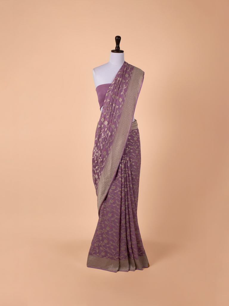Handwoven Pink Georgette Saree