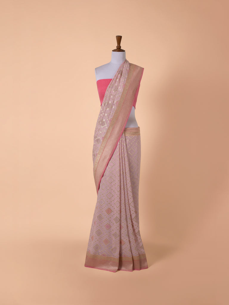 Handwoven Pink Georgette Saree