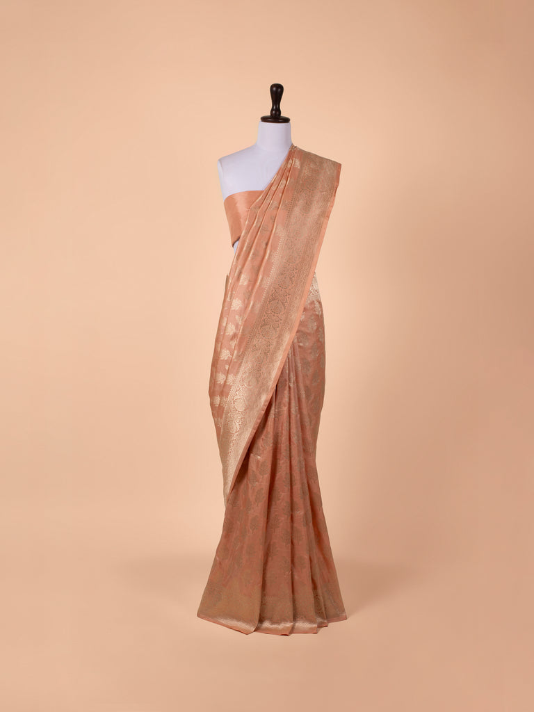 Handwoven Peach Silk Saree