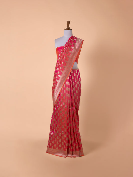 Handwoven Rani Pink Silk Saree