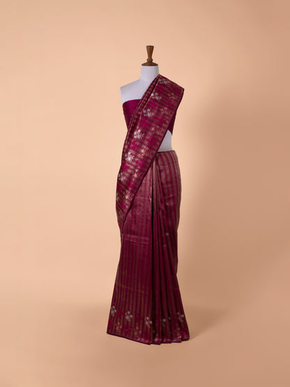 Handwoven Garnet Silk Saree