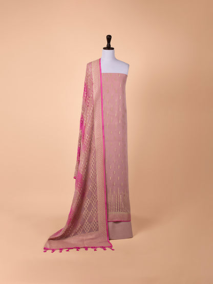 Handwoven Pink Georgette Suit Piece