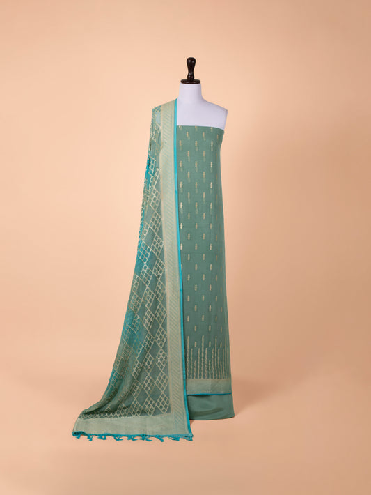 Handwoven Sea Green Georgette Suit Piece