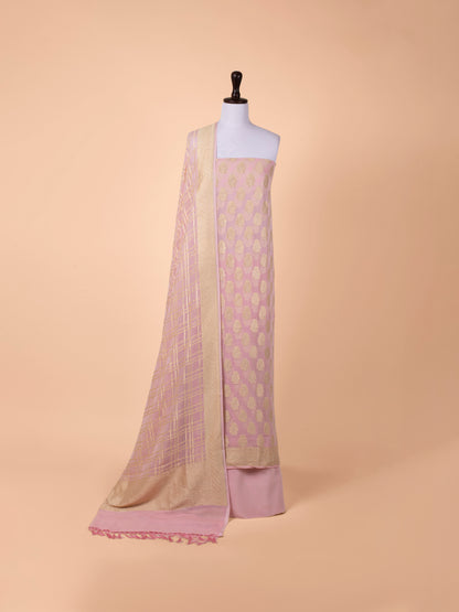 Handwoven Pink Georgette Suit Piece