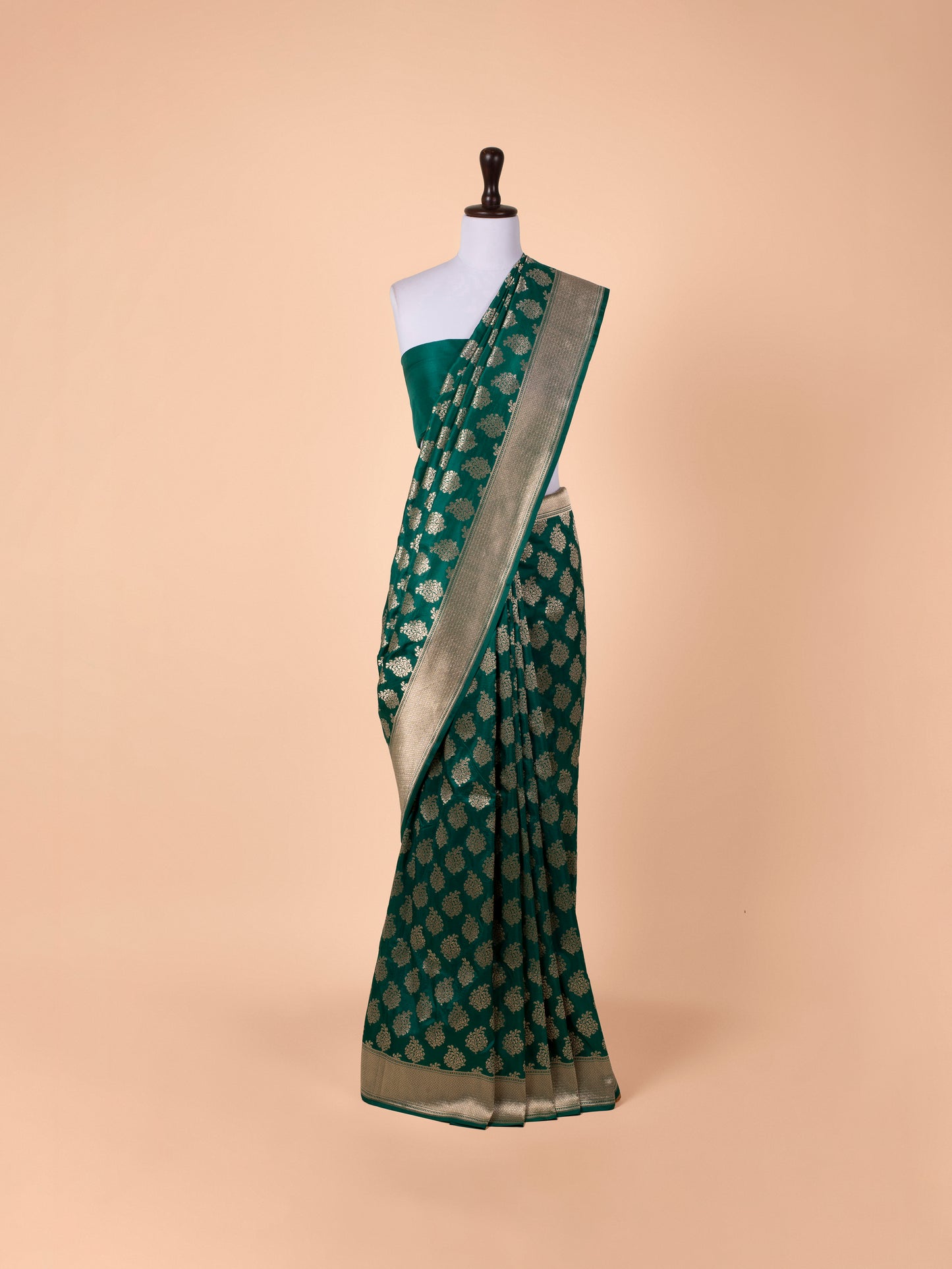 Handwoven Bottle Green Silk Saree